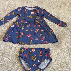 Floral Long Sleeve Dress with Diaper Cover